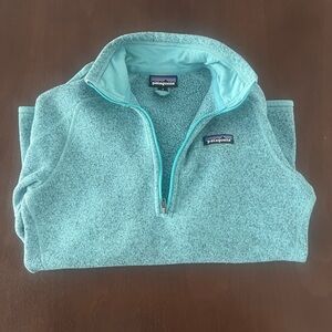 Patagonia Sweater Adult Small Teal Better Sweater 1/4 Zip Knit Pullover Ladies